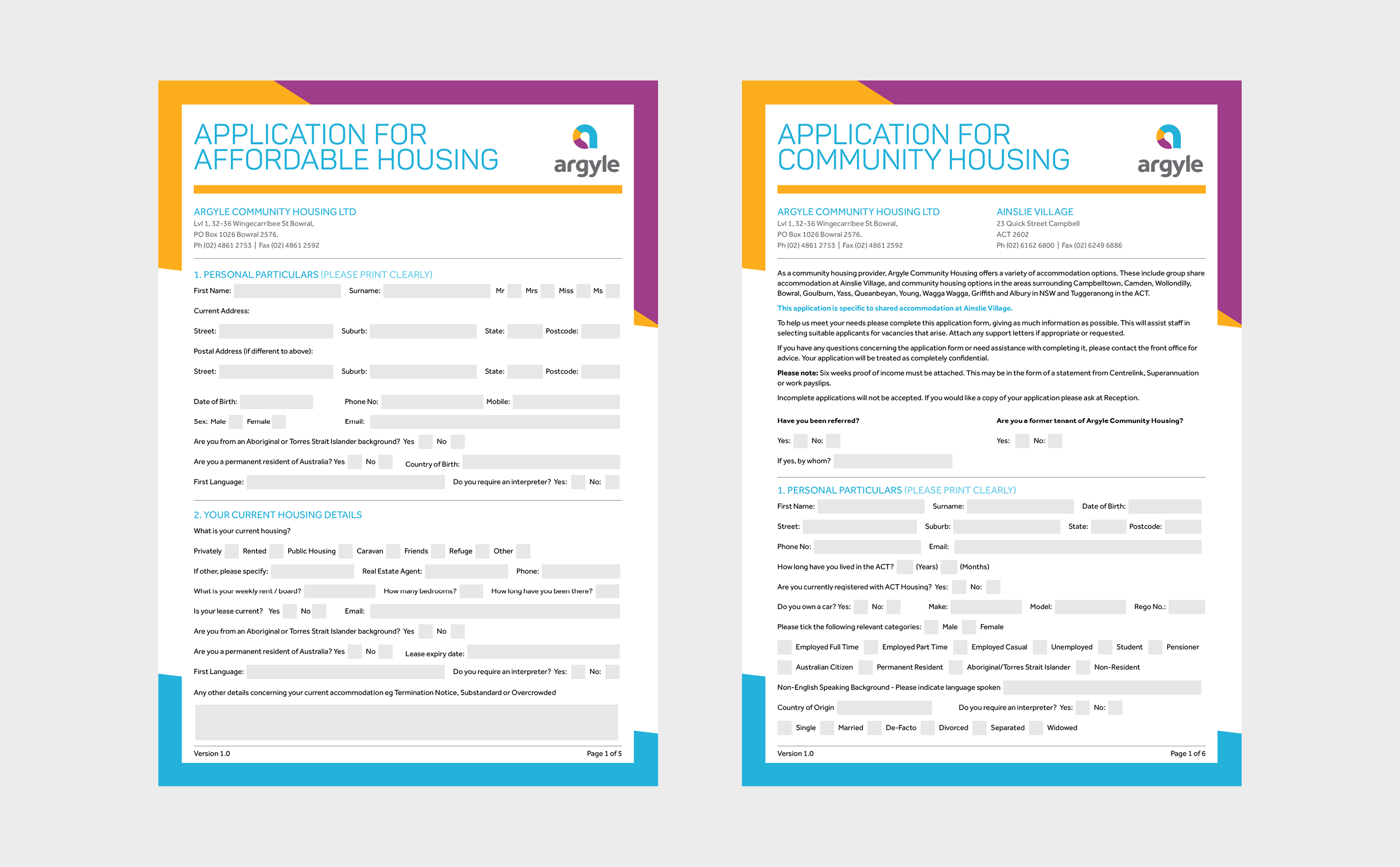 Letter and Application Form design